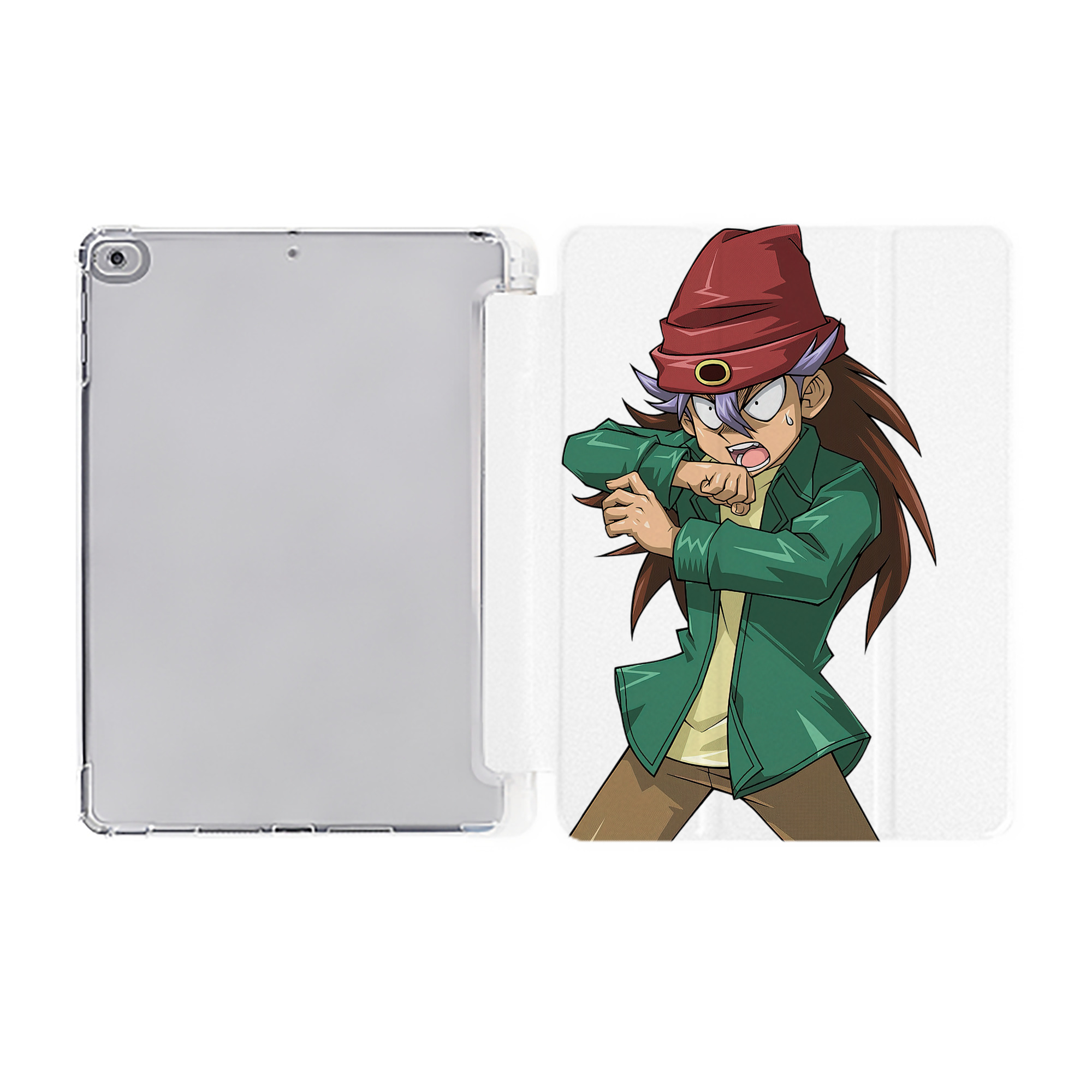 （画像用） 遊☆戯☆王 Yu-Gi-Oh! IPad ケース ペン収納付き 三つ折りスタンド PUレザー×シリコン 対応機種9.5/10.5/10.9インチ